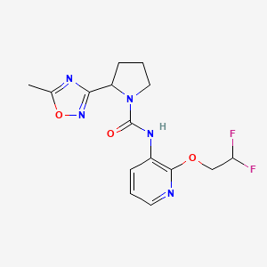 molecular formula C15H17F2N5O3 B7156545 N-[2-(2,2-difluoroethoxy)pyridin-3-yl]-2-(5-methyl-1,2,4-oxadiazol-3-yl)pyrrolidine-1-carboxamide 