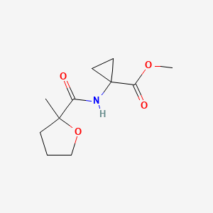 molecular formula C11H17NO4 B7156562 Methyl 1-[(2-methyloxolane-2-carbonyl)amino]cyclopropane-1-carboxylate 
