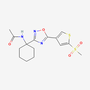 molecular formula C15H19N3O4S2 B7156584 N-[1-[5-(5-methylsulfonylthiophen-3-yl)-1,2,4-oxadiazol-3-yl]cyclohexyl]acetamide 