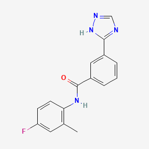 molecular formula C16H13FN4O B7156799 N-(4-fluoro-2-methylphenyl)-3-(1H-1,2,4-triazol-5-yl)benzamide 