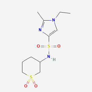 molecular formula C11H19N3O4S2 B7156903 N-(1,1-dioxothian-3-yl)-1-ethyl-2-methylimidazole-4-sulfonamide 