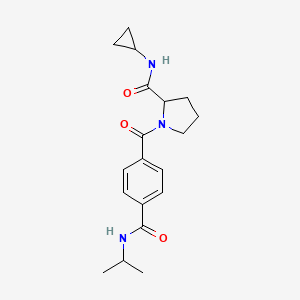 molecular formula C19H25N3O3 B7156931 N-cyclopropyl-1-[4-(propan-2-ylcarbamoyl)benzoyl]pyrrolidine-2-carboxamide 