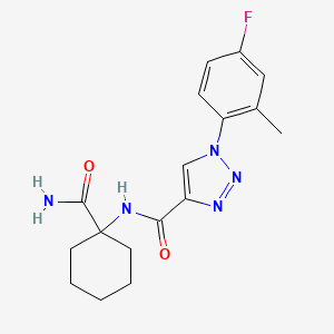molecular formula C17H20FN5O2 B7156974 N-(1-carbamoylcyclohexyl)-1-(4-fluoro-2-methylphenyl)triazole-4-carboxamide 