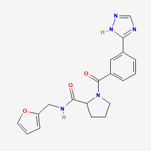 molecular formula C19H19N5O3 B7156982 N-(furan-2-ylmethyl)-1-[3-(1H-1,2,4-triazol-5-yl)benzoyl]pyrrolidine-2-carboxamide 