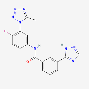 molecular formula C17H13FN8O B7157042 N-[4-fluoro-3-(5-methyltetrazol-1-yl)phenyl]-3-(1H-1,2,4-triazol-5-yl)benzamide 