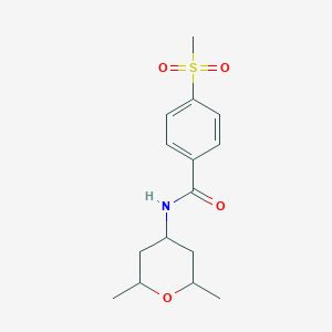 molecular formula C15H21NO4S B7157066 N-(2,6-dimethyloxan-4-yl)-4-methylsulfonylbenzamide 