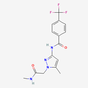molecular formula C15H15F3N4O2 B7157317 N-[5-methyl-1-[2-(methylamino)-2-oxoethyl]pyrazol-3-yl]-4-(trifluoromethyl)benzamide 