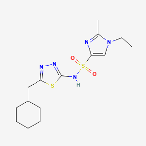 molecular formula C15H23N5O2S2 B7157353 N-[5-(cyclohexylmethyl)-1,3,4-thiadiazol-2-yl]-1-ethyl-2-methylimidazole-4-sulfonamide 