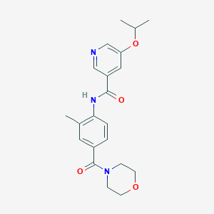 molecular formula C21H25N3O4 B7157372 N-[2-methyl-4-(morpholine-4-carbonyl)phenyl]-5-propan-2-yloxypyridine-3-carboxamide 