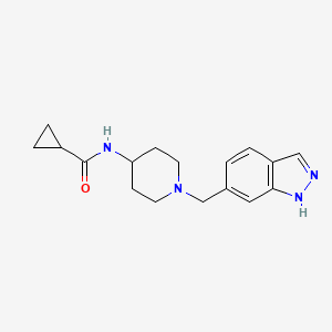 molecular formula C17H22N4O B7157438 N-[1-(1H-indazol-6-ylmethyl)piperidin-4-yl]cyclopropanecarboxamide 