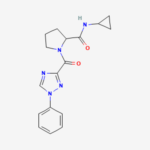 molecular formula C17H19N5O2 B7157577 N-cyclopropyl-1-(1-phenyl-1,2,4-triazole-3-carbonyl)pyrrolidine-2-carboxamide 