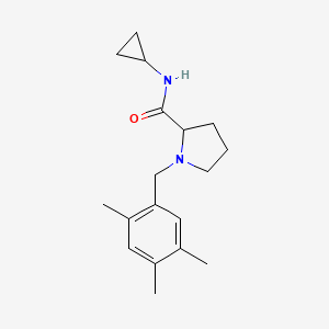 molecular formula C18H26N2O B7157649 N-cyclopropyl-1-[(2,4,5-trimethylphenyl)methyl]pyrrolidine-2-carboxamide 