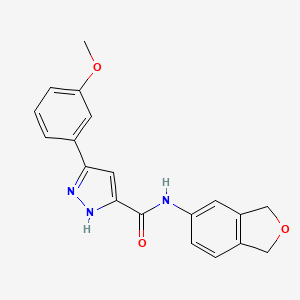 molecular formula C19H17N3O3 B7157682 N-(1,3-dihydro-2-benzofuran-5-yl)-3-(3-methoxyphenyl)-1H-pyrazole-5-carboxamide 