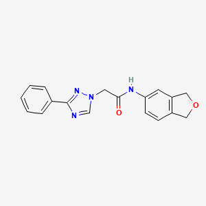 molecular formula C18H16N4O2 B7157789 N-(1,3-dihydro-2-benzofuran-5-yl)-2-(3-phenyl-1,2,4-triazol-1-yl)acetamide 