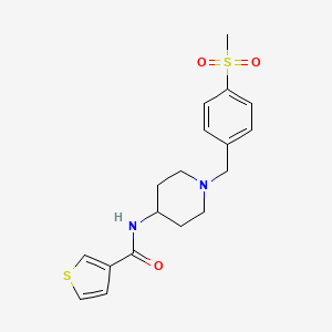 molecular formula C18H22N2O3S2 B7157899 N-[1-[(4-methylsulfonylphenyl)methyl]piperidin-4-yl]thiophene-3-carboxamide 