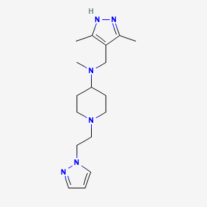 molecular formula C17H28N6 B7158154 N-[(3,5-dimethyl-1H-pyrazol-4-yl)methyl]-N-methyl-1-(2-pyrazol-1-ylethyl)piperidin-4-amine 