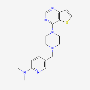 molecular formula C18H22N6S B7158203 N,N-dimethyl-5-[(4-thieno[3,2-d]pyrimidin-4-ylpiperazin-1-yl)methyl]pyridin-2-amine 
