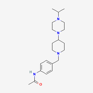 molecular formula C21H34N4O B7158280 N-[4-[[4-(4-propan-2-ylpiperazin-1-yl)piperidin-1-yl]methyl]phenyl]acetamide 
