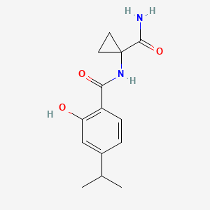 molecular formula C14H18N2O3 B7158375 N-(1-carbamoylcyclopropyl)-2-hydroxy-4-propan-2-ylbenzamide 
