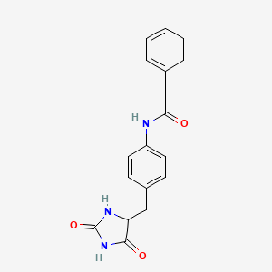 molecular formula C20H21N3O3 B7158389 N-[4-[(2,5-dioxoimidazolidin-4-yl)methyl]phenyl]-2-methyl-2-phenylpropanamide 