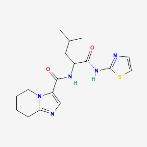 molecular formula C17H23N5O2S B7158390 N-[4-methyl-1-oxo-1-(1,3-thiazol-2-ylamino)pentan-2-yl]-5,6,7,8-tetrahydroimidazo[1,2-a]pyridine-3-carboxamide 