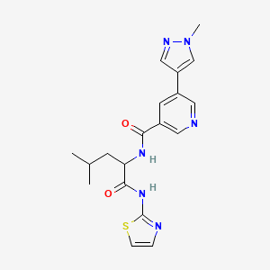 molecular formula C19H22N6O2S B7158397 N-[4-methyl-1-oxo-1-(1,3-thiazol-2-ylamino)pentan-2-yl]-5-(1-methylpyrazol-4-yl)pyridine-3-carboxamide 