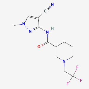 molecular formula C13H16F3N5O B7158416 N-(4-cyano-1-methylpyrazol-3-yl)-1-(2,2,2-trifluoroethyl)piperidine-3-carboxamide 