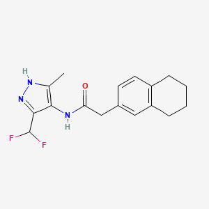 molecular formula C17H19F2N3O B7158436 N-[3-(difluoromethyl)-5-methyl-1H-pyrazol-4-yl]-2-(5,6,7,8-tetrahydronaphthalen-2-yl)acetamide 