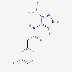 molecular formula C13H12F3N3O B7158458 N-[3-(difluoromethyl)-5-methyl-1H-pyrazol-4-yl]-2-(3-fluorophenyl)acetamide 
