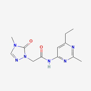 molecular formula C12H16N6O2 B7158564 N-(6-ethyl-2-methylpyrimidin-4-yl)-2-(4-methyl-5-oxo-1,2,4-triazol-1-yl)acetamide 