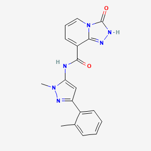 molecular formula C18H16N6O2 B7158570 N-[2-methyl-5-(2-methylphenyl)pyrazol-3-yl]-3-oxo-2H-[1,2,4]triazolo[4,3-a]pyridine-8-carboxamide 