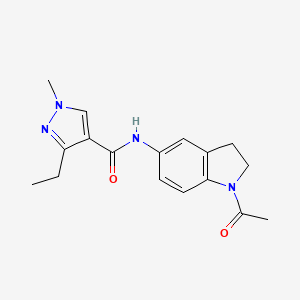 molecular formula C17H20N4O2 B7158609 N-(1-acetyl-2,3-dihydroindol-5-yl)-3-ethyl-1-methylpyrazole-4-carboxamide 