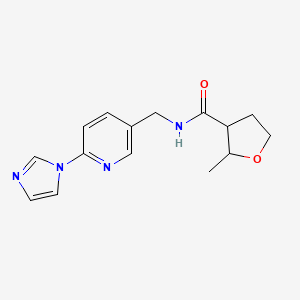 molecular formula C15H18N4O2 B7158661 N-[(6-imidazol-1-ylpyridin-3-yl)methyl]-2-methyloxolane-3-carboxamide 