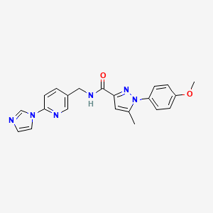 molecular formula C21H20N6O2 B7158683 N-[(6-imidazol-1-ylpyridin-3-yl)methyl]-1-(4-methoxyphenyl)-5-methylpyrazole-3-carboxamide 