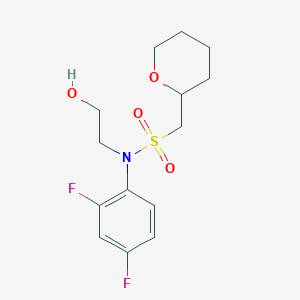 molecular formula C14H19F2NO4S B7158697 N-(2,4-difluorophenyl)-N-(2-hydroxyethyl)-1-(oxan-2-yl)methanesulfonamide 