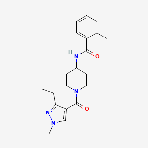 molecular formula C20H26N4O2 B7158710 N-[1-(3-ethyl-1-methylpyrazole-4-carbonyl)piperidin-4-yl]-2-methylbenzamide 