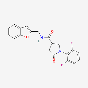 molecular formula C20H16F2N2O3 B7158716 N-(1-benzofuran-2-ylmethyl)-1-(2,6-difluorophenyl)-5-oxopyrrolidine-3-carboxamide 