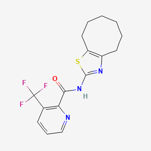 molecular formula C16H16F3N3OS B7158737 N-(4,5,6,7,8,9-hexahydrocycloocta[d][1,3]thiazol-2-yl)-3-(trifluoromethyl)pyridine-2-carboxamide 