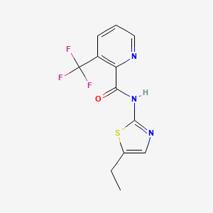 molecular formula C12H10F3N3OS B7158806 N-(5-ethyl-1,3-thiazol-2-yl)-3-(trifluoromethyl)pyridine-2-carboxamide 