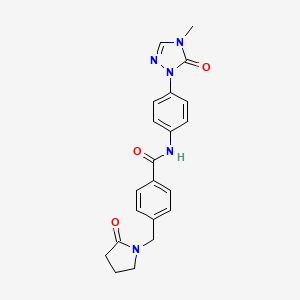 molecular formula C21H21N5O3 B7158891 N-[4-(4-methyl-5-oxo-1,2,4-triazol-1-yl)phenyl]-4-[(2-oxopyrrolidin-1-yl)methyl]benzamide 