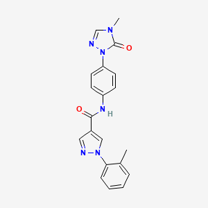 molecular formula C20H18N6O2 B7158923 N-[4-(4-methyl-5-oxo-1,2,4-triazol-1-yl)phenyl]-1-(2-methylphenyl)pyrazole-4-carboxamide 