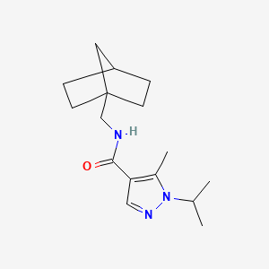 molecular formula C16H25N3O B7158932 N-(1-bicyclo[2.2.1]heptanylmethyl)-5-methyl-1-propan-2-ylpyrazole-4-carboxamide 