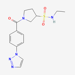molecular formula C15H19N5O3S B7159022 N-ethyl-1-[4-(triazol-1-yl)benzoyl]pyrrolidine-3-sulfonamide 