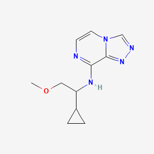 molecular formula C11H15N5O B7159106 N-(1-cyclopropyl-2-methoxyethyl)-[1,2,4]triazolo[4,3-a]pyrazin-8-amine 