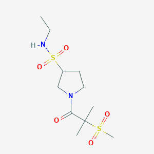molecular formula C11H22N2O5S2 B7159199 N-ethyl-1-(2-methyl-2-methylsulfonylpropanoyl)pyrrolidine-3-sulfonamide 