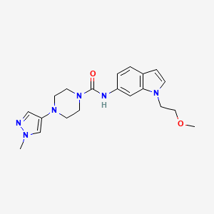 molecular formula C20H26N6O2 B7159322 N-[1-(2-methoxyethyl)indol-6-yl]-4-(1-methylpyrazol-4-yl)piperazine-1-carboxamide 
