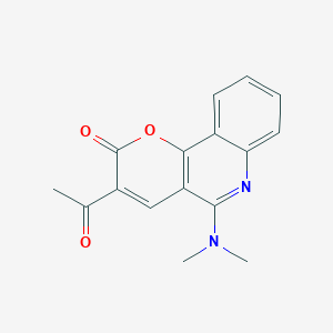 molecular formula C16H14N2O3 B071594 2H-Pyrano(3,2-c)quinolin-2-one, 3-acetyl-5-(dimethylamino)- CAS No. 172753-39-8