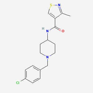 molecular formula C17H20ClN3OS B7159417 N-[1-[(4-chlorophenyl)methyl]piperidin-4-yl]-3-methyl-1,2-thiazole-4-carboxamide 