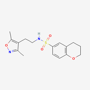 molecular formula C16H20N2O4S B7159516 N-[2-(3,5-dimethyl-1,2-oxazol-4-yl)ethyl]-3,4-dihydro-2H-chromene-6-sulfonamide 