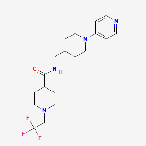 molecular formula C19H27F3N4O B7159567 N-[(1-pyridin-4-ylpiperidin-4-yl)methyl]-1-(2,2,2-trifluoroethyl)piperidine-4-carboxamide 